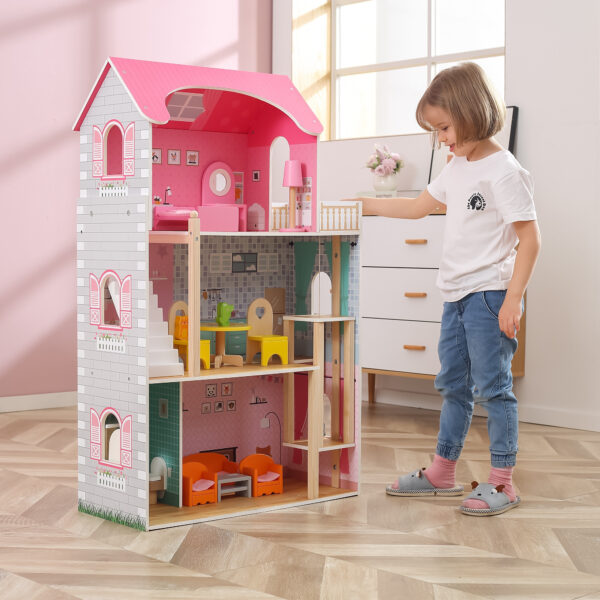 VIGA Duży Drewniany Domek dla Lalek - 010
