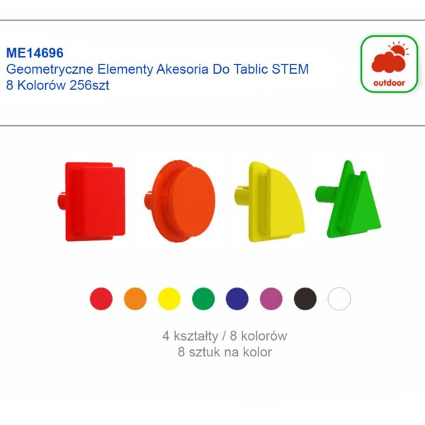 MASTERKIDZ Geometryczne Elementy 8 Kolorów 256 szt Akcesoria do tablic STEM - 005