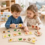 VIGA Drewniane Puzzle Nakarm Zwierzątko Co jedzą Zwierzęta Układanka - 010