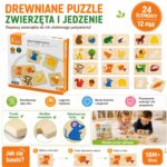 VIGA Drewniane Puzzle Nakarm Zwierzątko Co jedzą Zwierzęta Układanka - 012