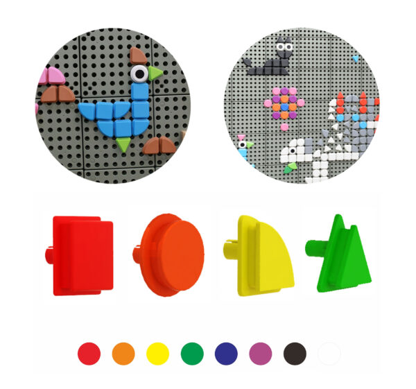 MASTERKIDZ Zestaw Kołeczki w kształcie figur geometrycznych 64szt do tablic STEM - 001