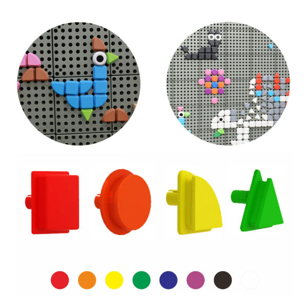 MASTERKIDZ Zestaw Kołeczki w kształcie figur geometrycznych 64szt do tablic STEM - 001