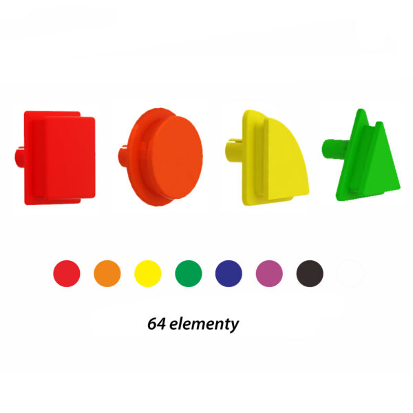 MASTERKIDZ Zestaw Kołeczki w kształcie figur geometrycznych 64szt do tablic STEM - 002