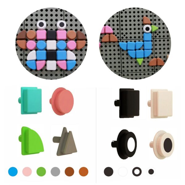 MASTERKIDZ Zestaw Kołeczki w kształcie figur geometrycznych 64szt do tablic STEM - 001