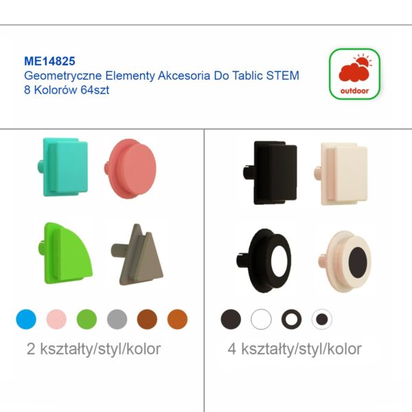 MASTERKIDZ Zestaw Kołeczki w kształcie figur geometrycznych 64szt do tablic STEM - 014
