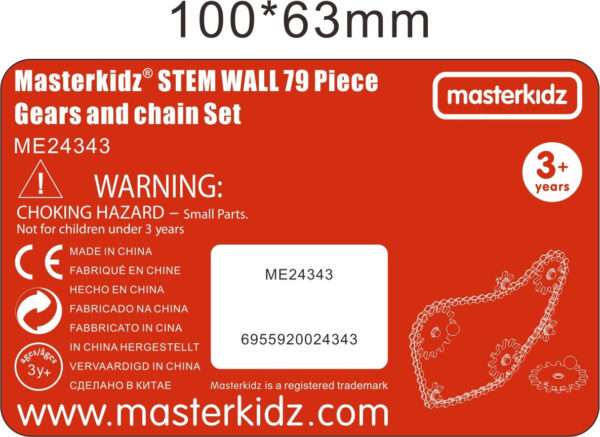 MASTERKIDZ Tablica Ścienna Koła Zębate i Łańcuch 79 El. Zbuduj własny mechanizm - 009