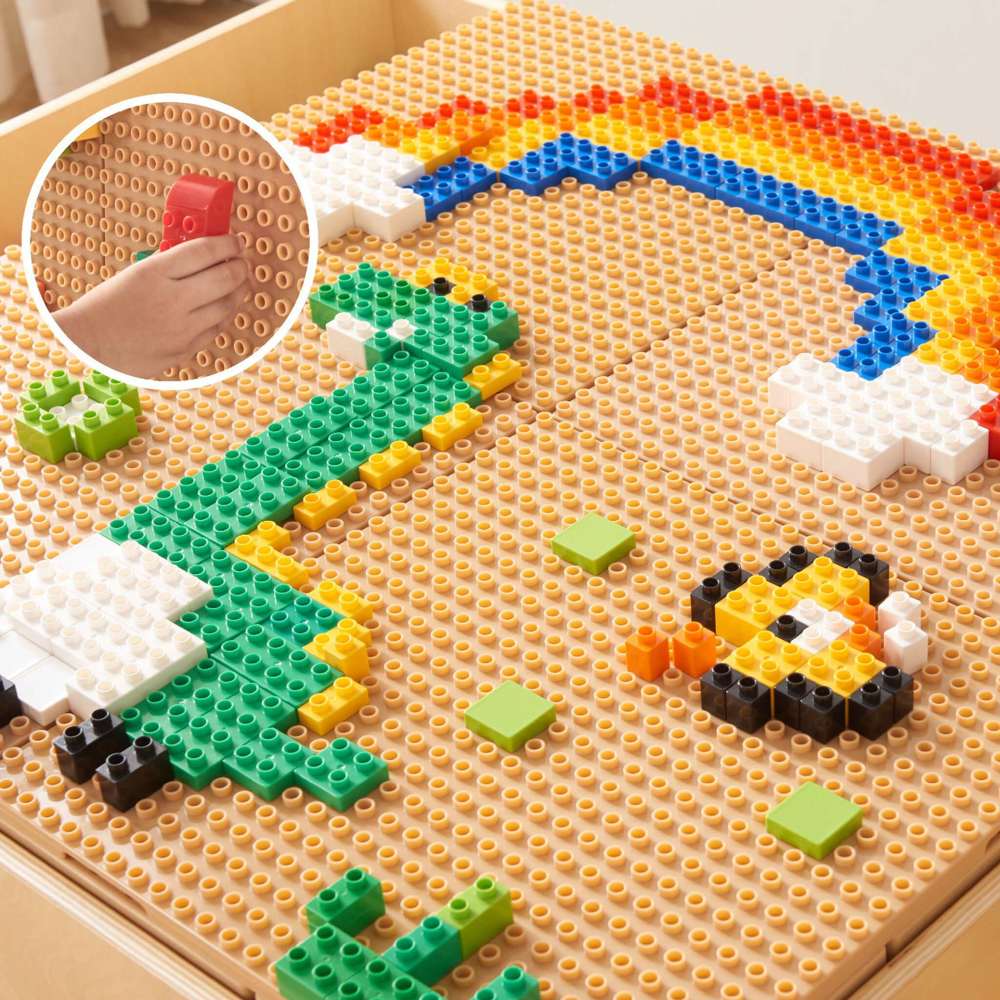 MASTERKIDZ Drewniany Stół Edukacyjny + AKCESORIA STEM WALL + 135 Klocków - 004
