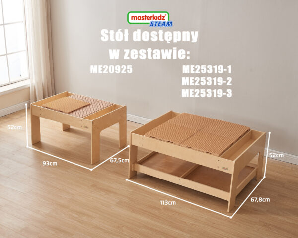 MASTERKIDZ Drewniany Stół Edukacyjny + AKCESORIA STEM WALL + 135 Klocków - 005