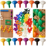 MASTERKIDZ Kolorowe Kołeczki Jumbo do Tablicy STEM 128 Szt. - 8 Kolorów - 001