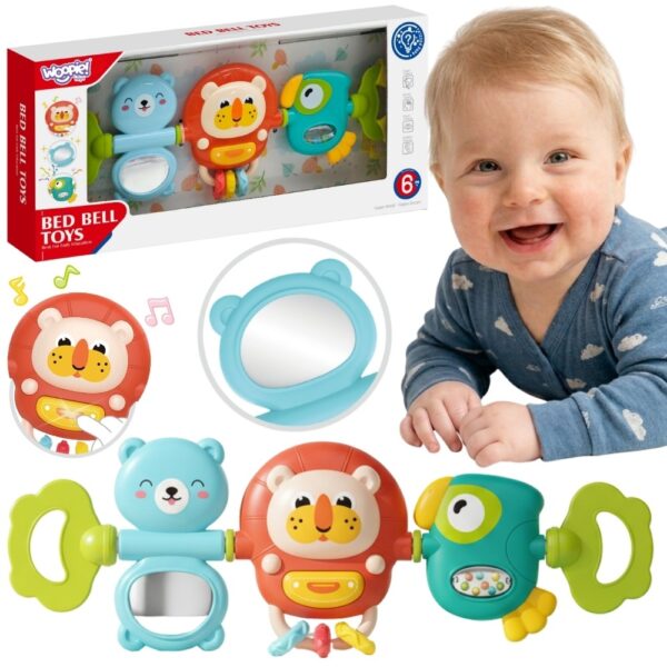 WOOPIE BABY Zawieszka Wózka Łóżeczka Sensoryczna Grająca Grzechotka Lusterko 6m+ - 001