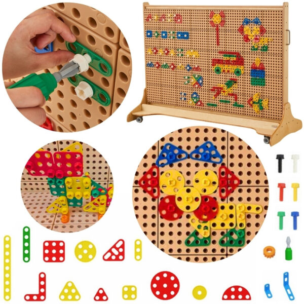 MASTERKIDZ Zestaw Geometrycznych Kształtów Klocków do Paneli Ściennych STEM 260 el. - 001 MASTERKIDZ Zestaw Geometrycznych Kształtów Klocków do Paneli Ściennych STEM 260 el. - 001