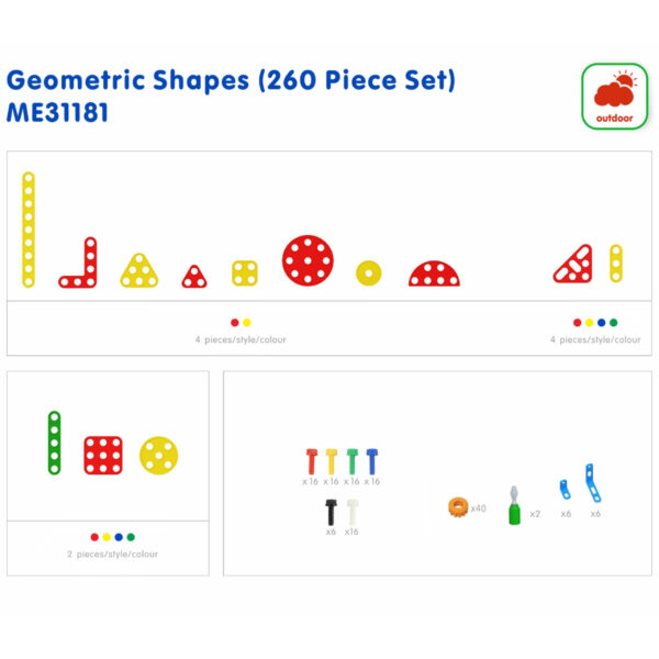 MASTERKIDZ Zestaw Geometrycznych Kształtów Klocków do Paneli Ściennych STEM 260 el. - 007