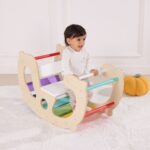 WOOPIE GREEN Drewniany Tęczowy Bujak i Mostek 2w1 Montessori FSC - 003