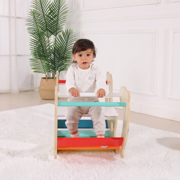 WOOPIE GREEN Drewniany Tęczowy Bujak i Mostek 2w1 Montessori FSC - 005