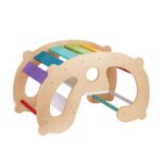 WOOPIE GREEN Drewniany Tęczowy Bujak i Mostek 2w1 Montessori FSC - 006