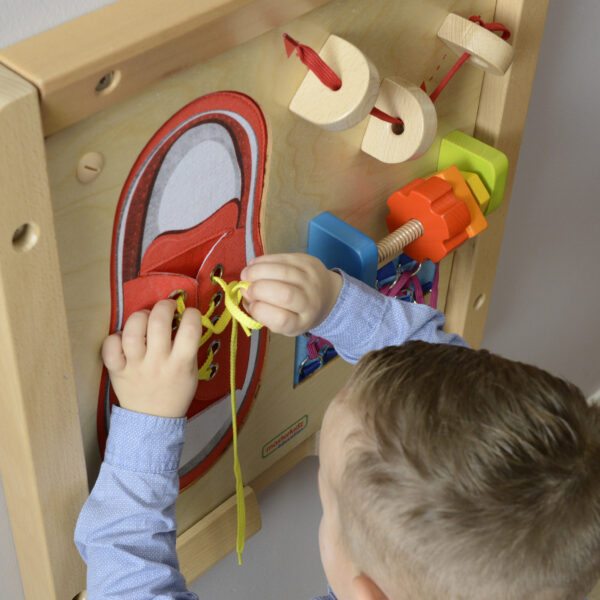 Drewniany panel do nauki sznurowania ścienny - Masterkidz STEM - 002
