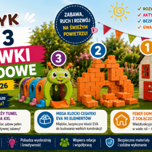 Top 3 zabawki ogrodowe dla dzieci – ranking 2026. Tunel FEBER, klocki EVA Classic World i domek aktywności FEBER 6w1