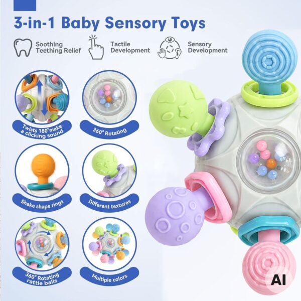 WOOPIE BABY Zabawka Sensoryczna Gryzak Piłka 3w1 Piłka 6m+ - 007