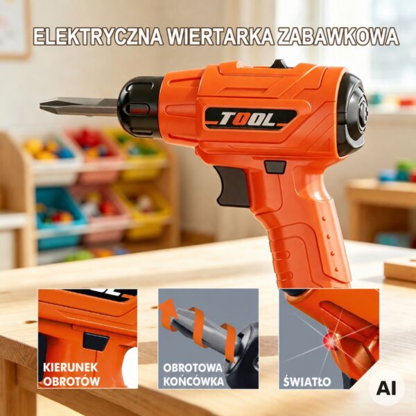 WOOPIE Zestaw Narzędzi w Walizce 78el. Mały Majsterkowicz Wiertarka na Baterie Światło - 004