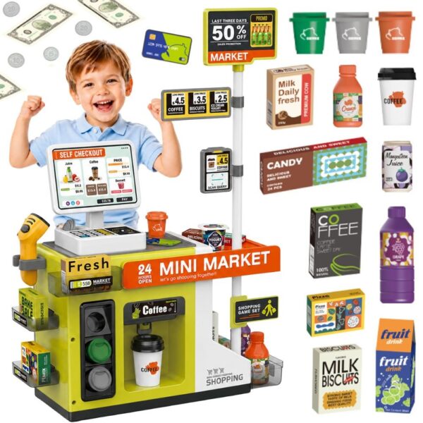 WOOPIE Kasa Sklepowa Samoobsługowa Mini Market Ekspres Akcesoria - 001