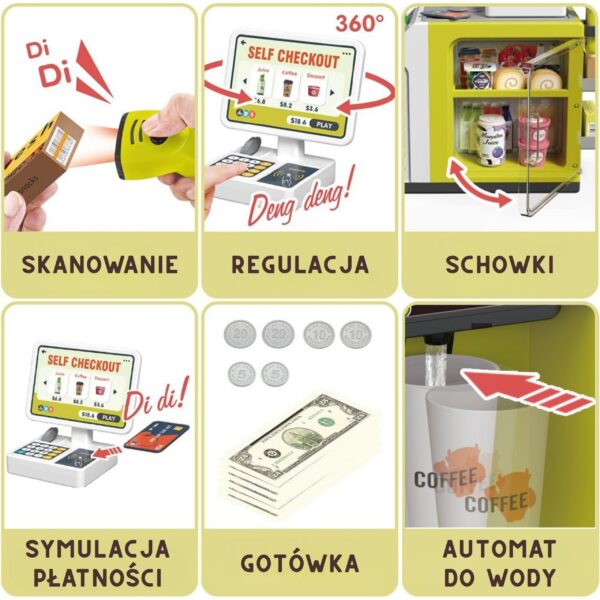 WOOPIE Kasa Sklepowa Samoobsługowa Mini Market Ekspres Akcesoria - 002