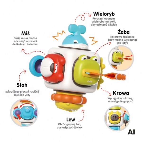 WOOPIE BABY Kostka Sensoryczna 6w1 - Zwierzątka - 003