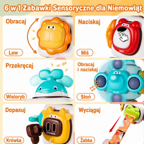 WOOPIE BABY Kostka Sensoryczna 6w1 - Zwierzątka - 006