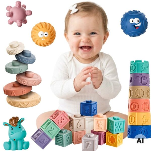 WOOPIE BABY Zestaw 27 Miękkich Klocków Sensorycznych - 001