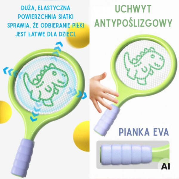 WOOPIE Rakietki do Badmintona Tenisa z Piłką Piankową i Lotką Dinozaur - 003