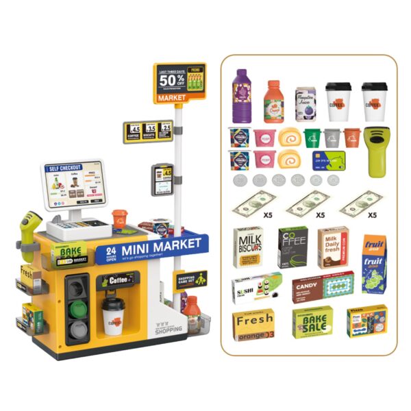 WOOPIE Sklep Mini Market Interaktywna Kasa Skaner Akcesoria Dźwięki Światło - 007