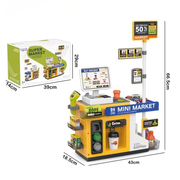 WOOPIE Sklep Mini Market Interaktywna Kasa Skaner Akcesoria Dźwięki Światło - 008
