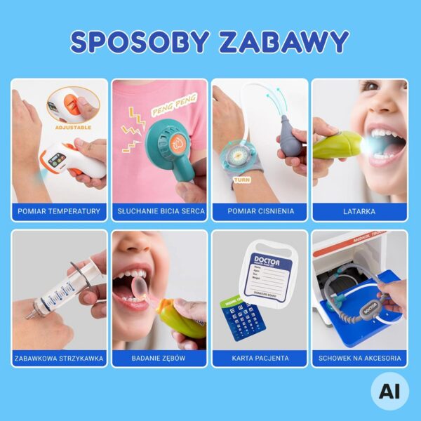 WOOPIE Interaktywny Wózek Małego Doktora Zestaw Lekarski Rentgen 115cm - 006