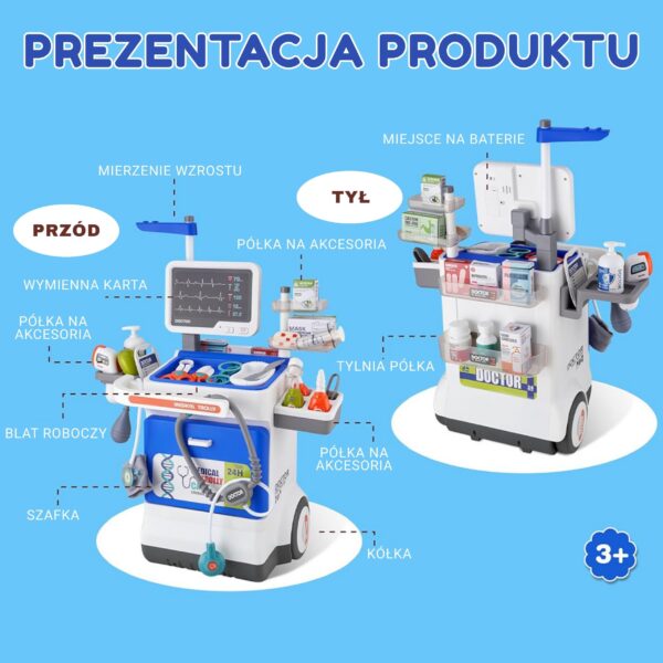 WOOPIE Interaktywny Wózek Małego Doktora Zestaw Lekarski Rentgen 115cm - 008