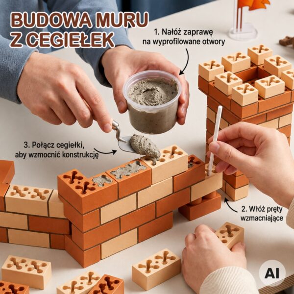 WOOPIE Zestaw Konstrukcyjny z Cegieł Zamek 273 el. Cegiełki Budowlane - 002