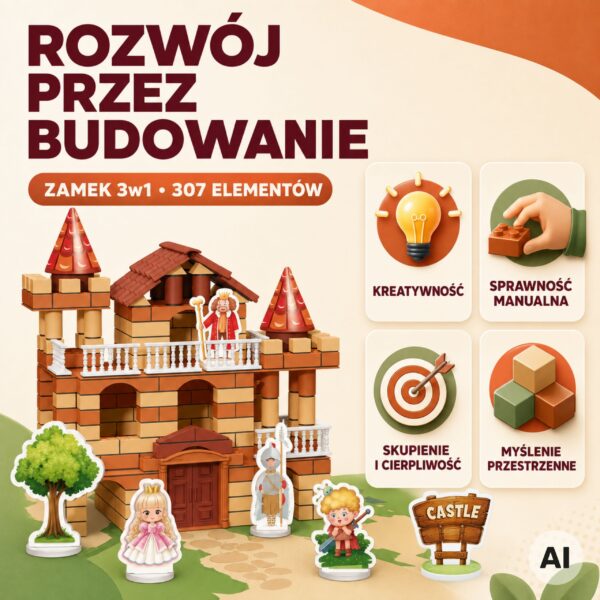 Zamek z Cegiełek 3w1 506 el. Figurki Zestaw Konstrukcyjny DIY dla Dzieci - 002