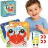 TOOKY TOY Drewniana Układanka Klocki Kołki Wzory Zwierząt do Odtworzenia Certyfikat FSC - 001