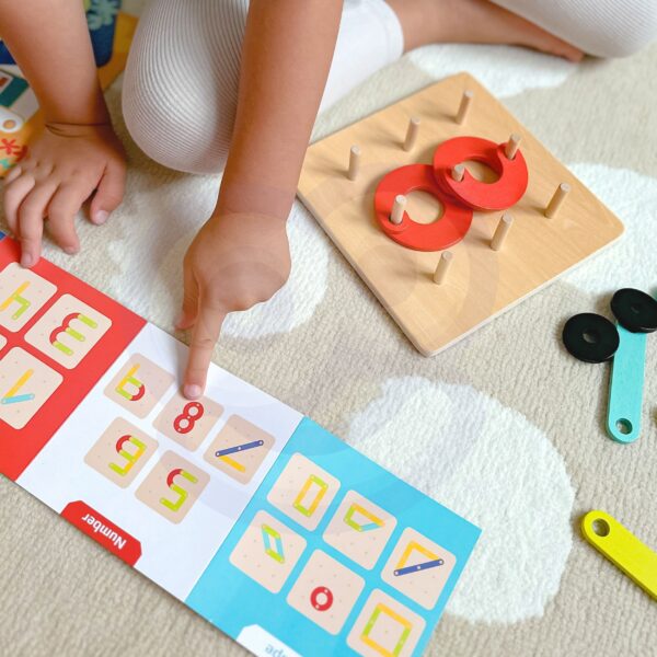 TOOKY TOY Drewniana Układanka Klocki Kołki Wzory Zwierząt do Odtworzenia Certyfikat FSC - 002