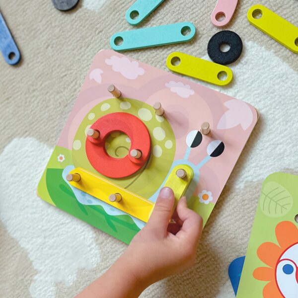 TOOKY TOY Drewniana Układanka Klocki Kołki Wzory Zwierząt do Odtworzenia Certyfikat FSC - 006