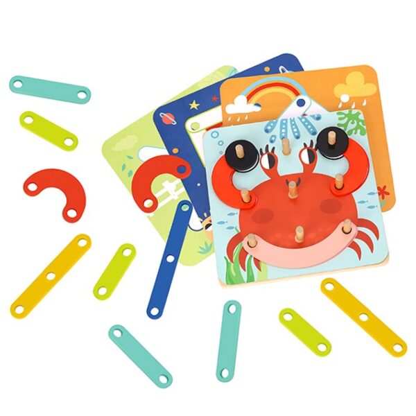 TOOKY TOY Drewniana Układanka Klocki Kołki Wzory Zwierząt do Odtworzenia Certyfikat FSC - 009
