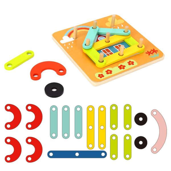 TOOKY TOY Drewniana Układanka Klocki Kołki Wzory Zwierząt do Odtworzenia Certyfikat FSC - 010