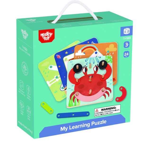 TOOKY TOY Drewniana Układanka Klocki Kołki Wzory Zwierząt do Odtworzenia Certyfikat FSC - 011