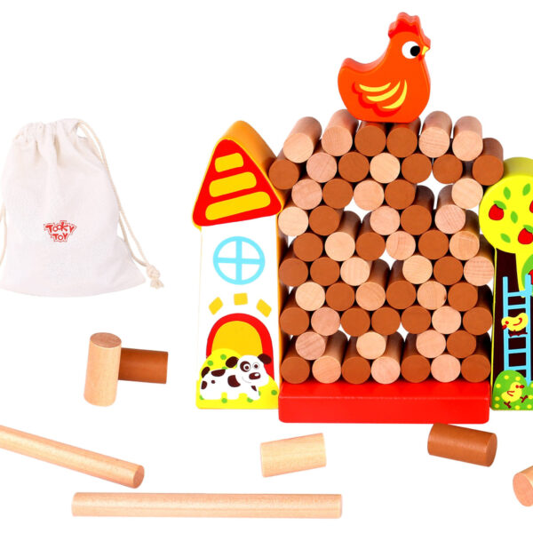 TOOKY TOY Gra Zręcznościowa Spadająca Kura Drewniana Farma TOOKY TOY Gra Zręcznościowa Spadająca Kura Drewniana Farma