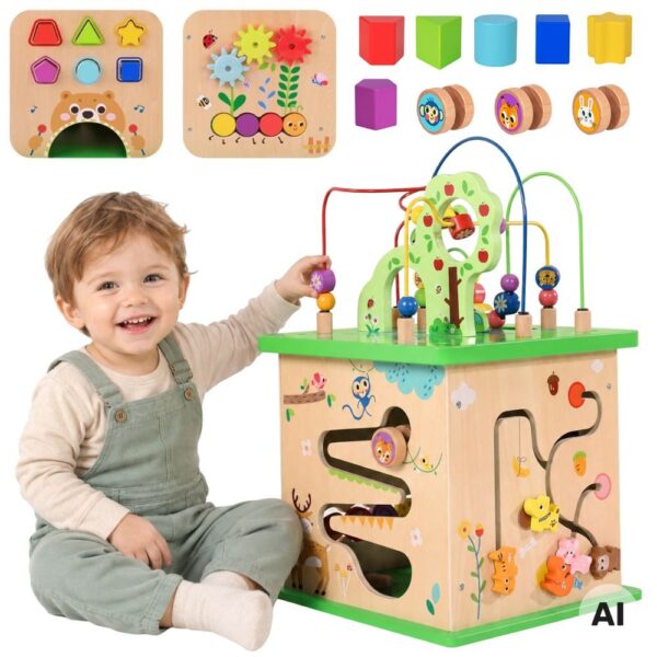 TOOKY TOY Kostka Edukacyjna Sorter Labirynt Przeplatanka Zwierzątka - 001