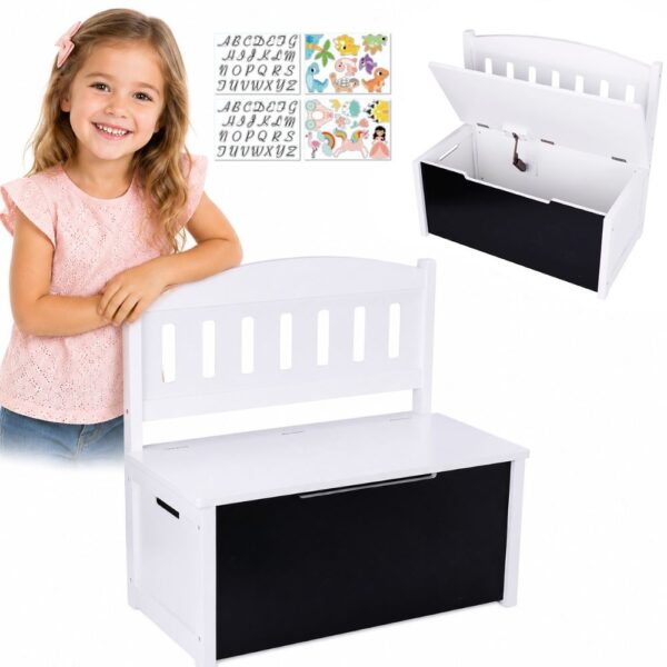 Tooky Toy Drewniana Skrzynka Ławka z Tablicą do Rysowania - 001