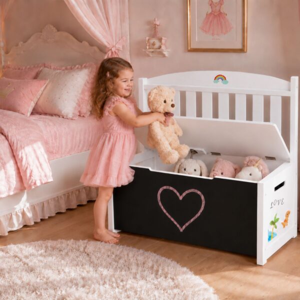 Tooky Toy Drewniana Skrzynka Ławka z Tablicą do Rysowania - 004