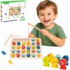 Tooky Toy Drewniana Gra Łowienie Rybek Nauka Literek 29 el. - 001