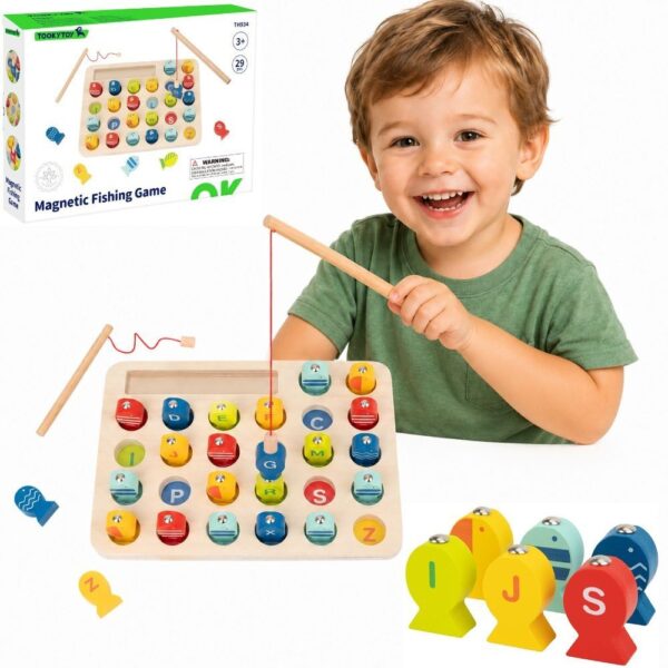Tooky Toy Drewniana Gra Łowienie Rybek Nauka Literek 29 el. - 001 Tooky Toy Drewniana Gra Łowienie Rybek Nauka Literek 29 el. - 001