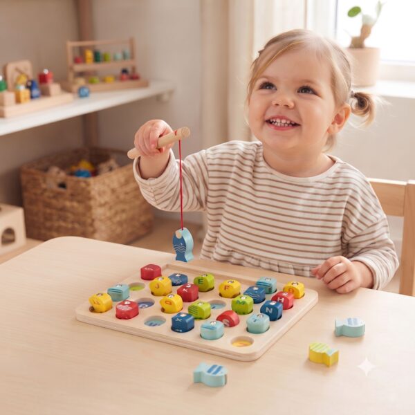 Tooky Toy Drewniana Gra Łowienie Rybek Nauka Literek 29 el. - 002