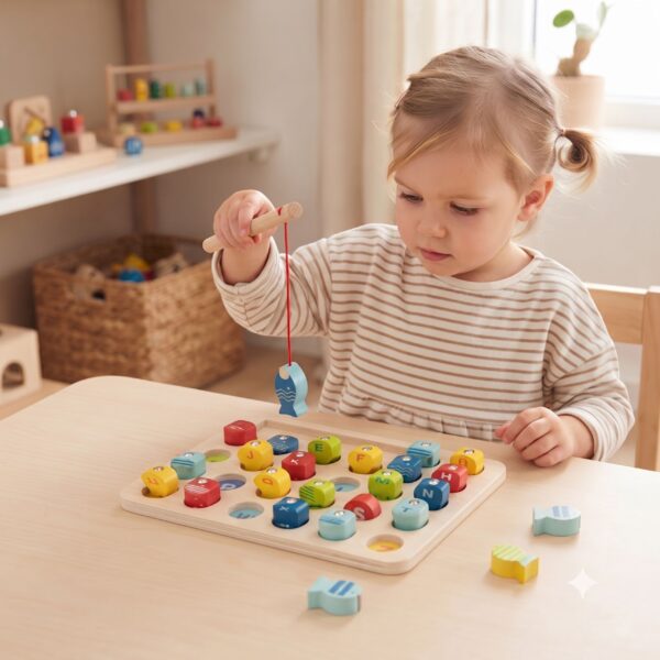 Tooky Toy Drewniana Gra Łowienie Rybek Nauka Literek 29 el. - 003