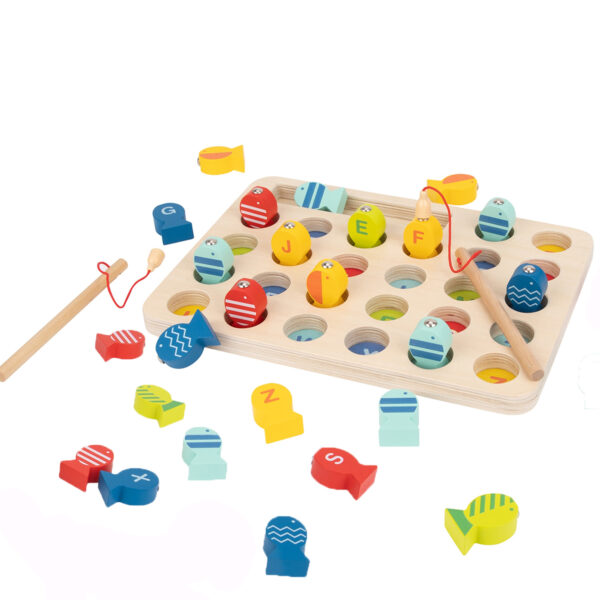 Tooky Toy Drewniana Gra Łowienie Rybek Nauka Literek 29 el. - 006